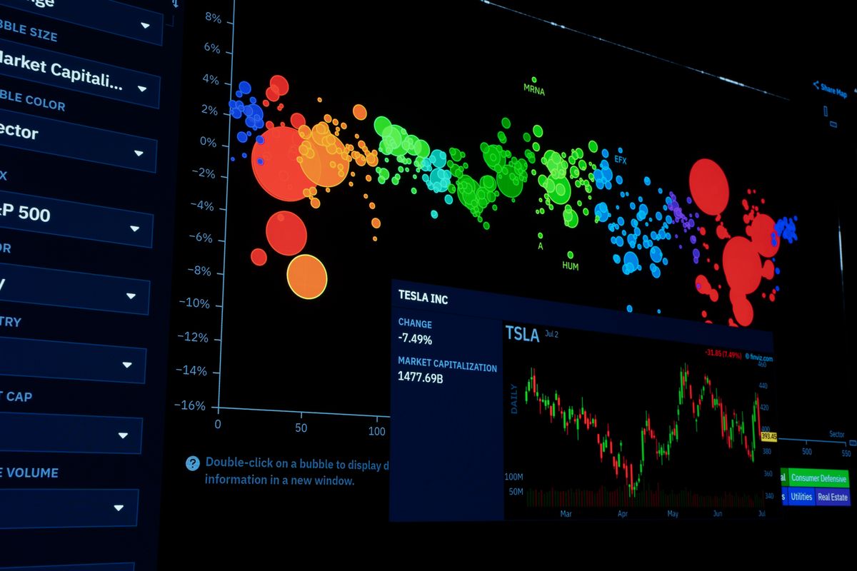Data visualisation on a dark screen